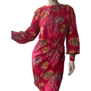 Louis Feraud silk cocktail dress pinky red XS